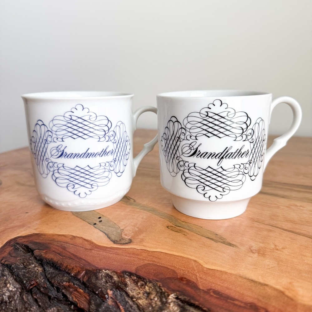 House of Goebel by Audrey Walters Grandmother Grandfather Coffee Tea Mug Set